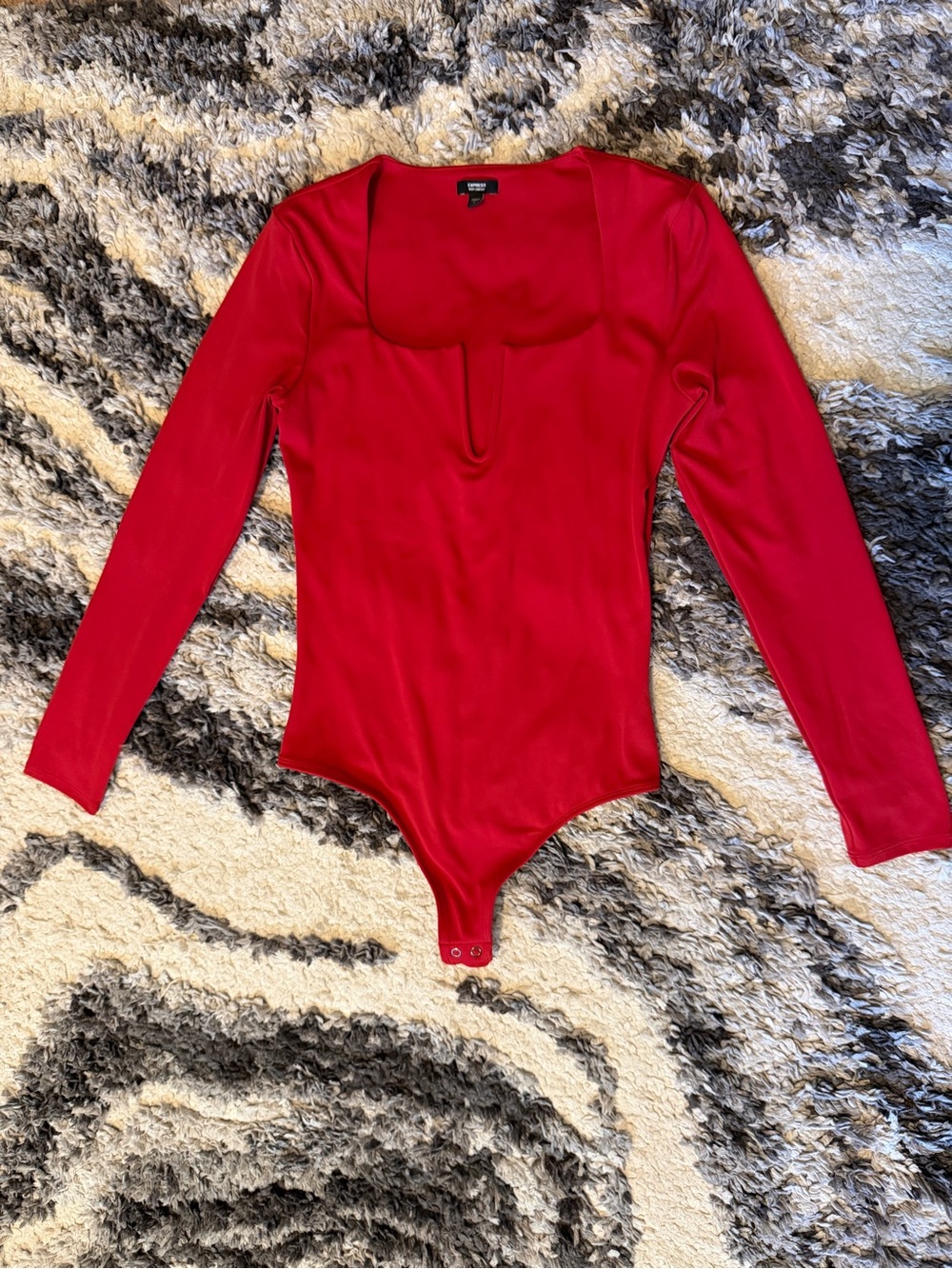 Express Red Long-Sleeve Scoop-Neck Bodysuit